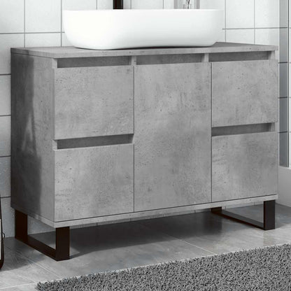 Badkamerkast 80X33X60 Cm Bewerkt Hout Betongrijs