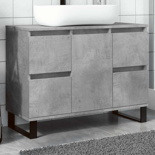 Badkamerkast 80X33X60 Cm Bewerkt Hout Betongrijs