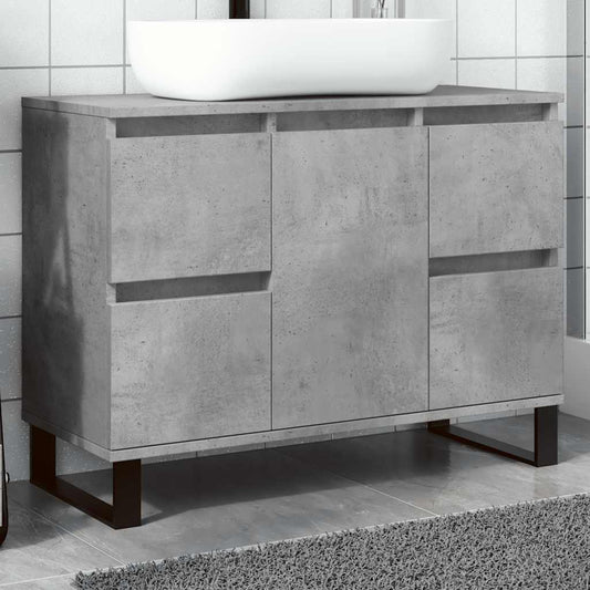 Badkamerkast 80X33X60 Cm Bewerkt Hout Betongrijs