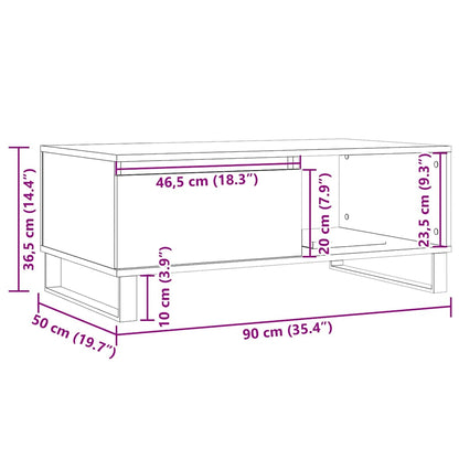 Salontafel 90X50X36,5 Cm Bewerkt Hout Kleurig
