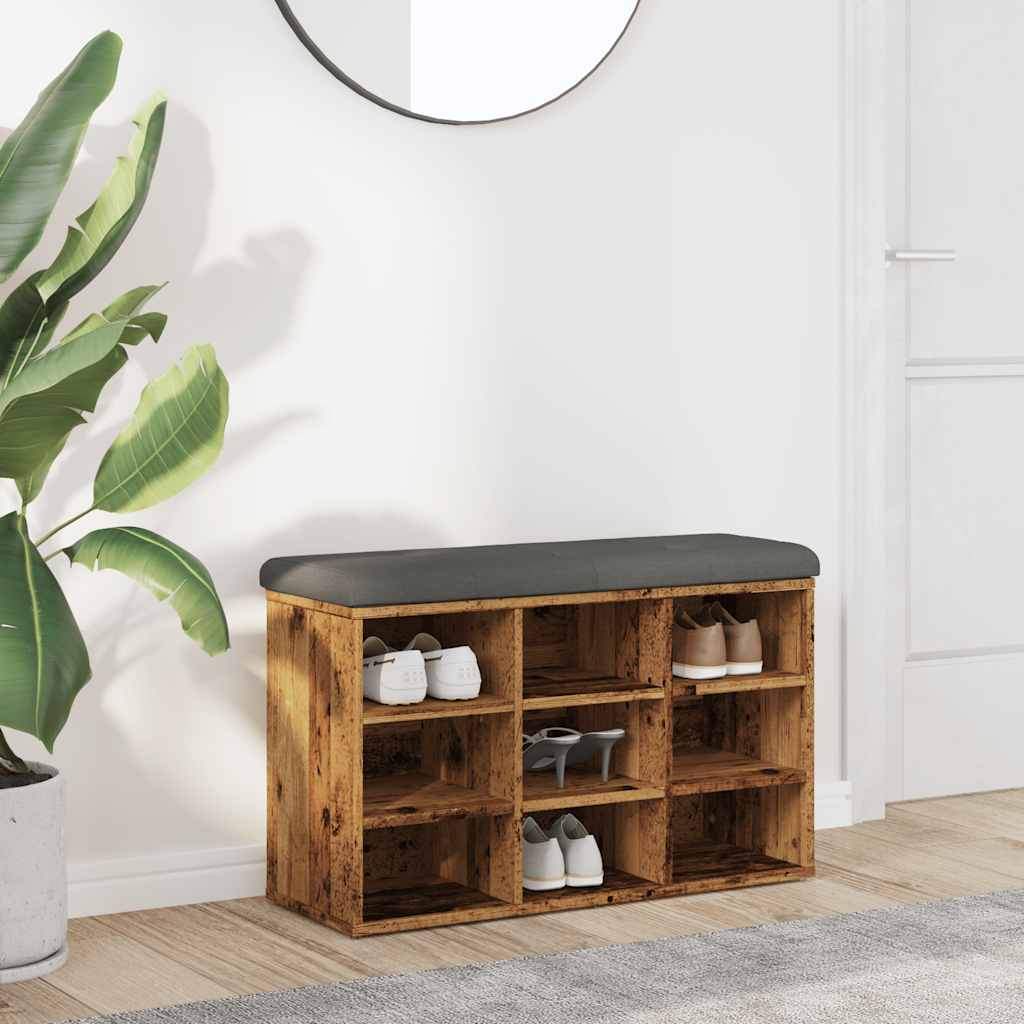 Schoenenbank Bewerkt Hout Artisanaal Eikenkleur