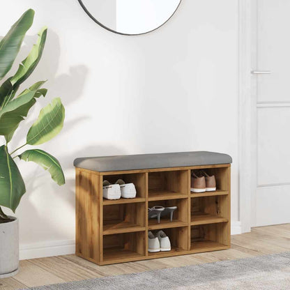 Schoenenbank Bewerkt Hout Artisanaal Eikenkleur