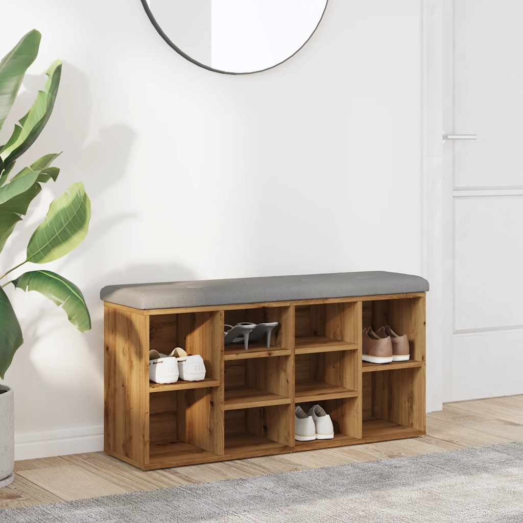 Schoenenbank Bewerkt Hout Artisanaal Eikenkleur