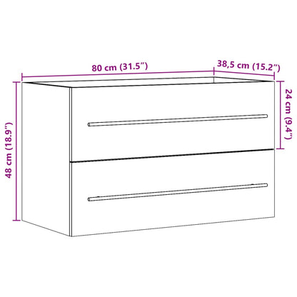 Wastafelkast 80X38,5X48 Cm Bewerkt Hout Betongrijs