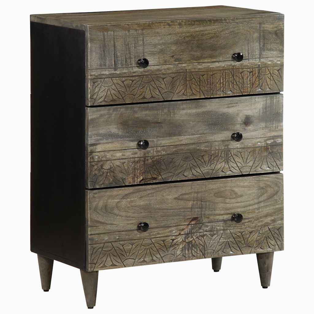 Dressoir 60X33,5X75 Cm Massief Mangohout Lichtgrijs