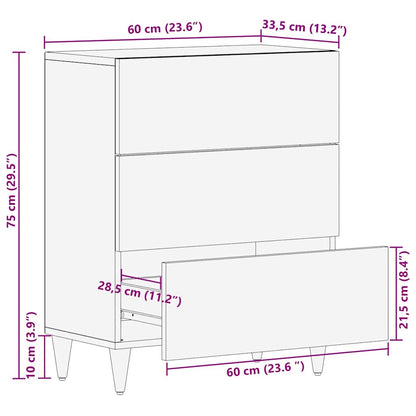 Dressoir 60X33,5X75 Cm Massief Mangohout Lichtgrijs