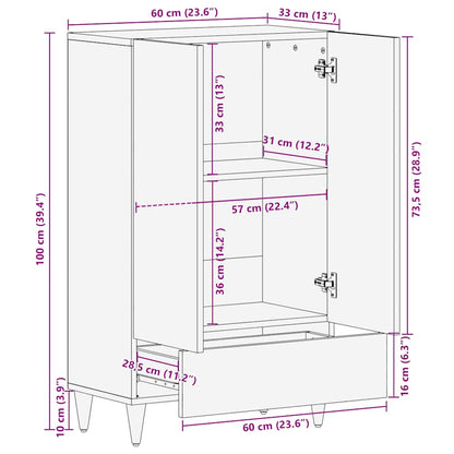 Hoge Kast 60X33X100 Cm Massief Mangohout