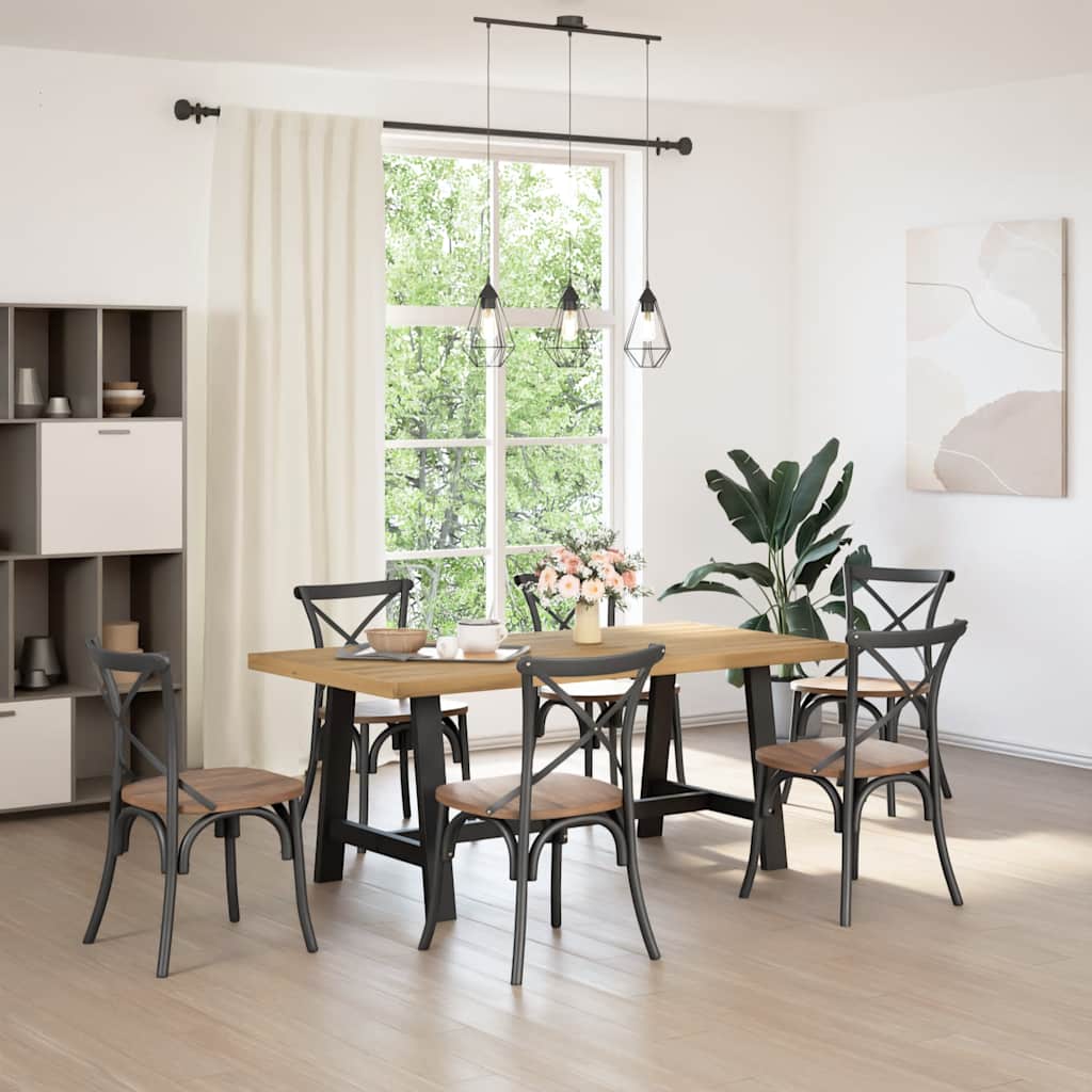 Eettafel Noain A-Vormige Poten 180X90X75 Cm Massief Hout Naturel