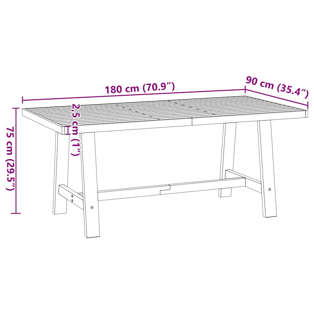 Eettafel Noain A-Vormige Poten 180X90X75 Cm Massief Hout Naturel