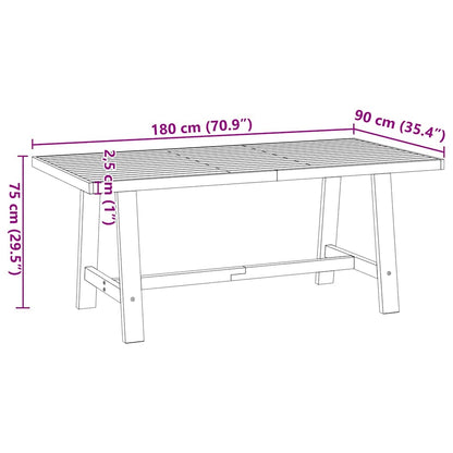 Eettafel Noain A-Vormige Poten 180X90X75 Cm Massief Hout Naturel