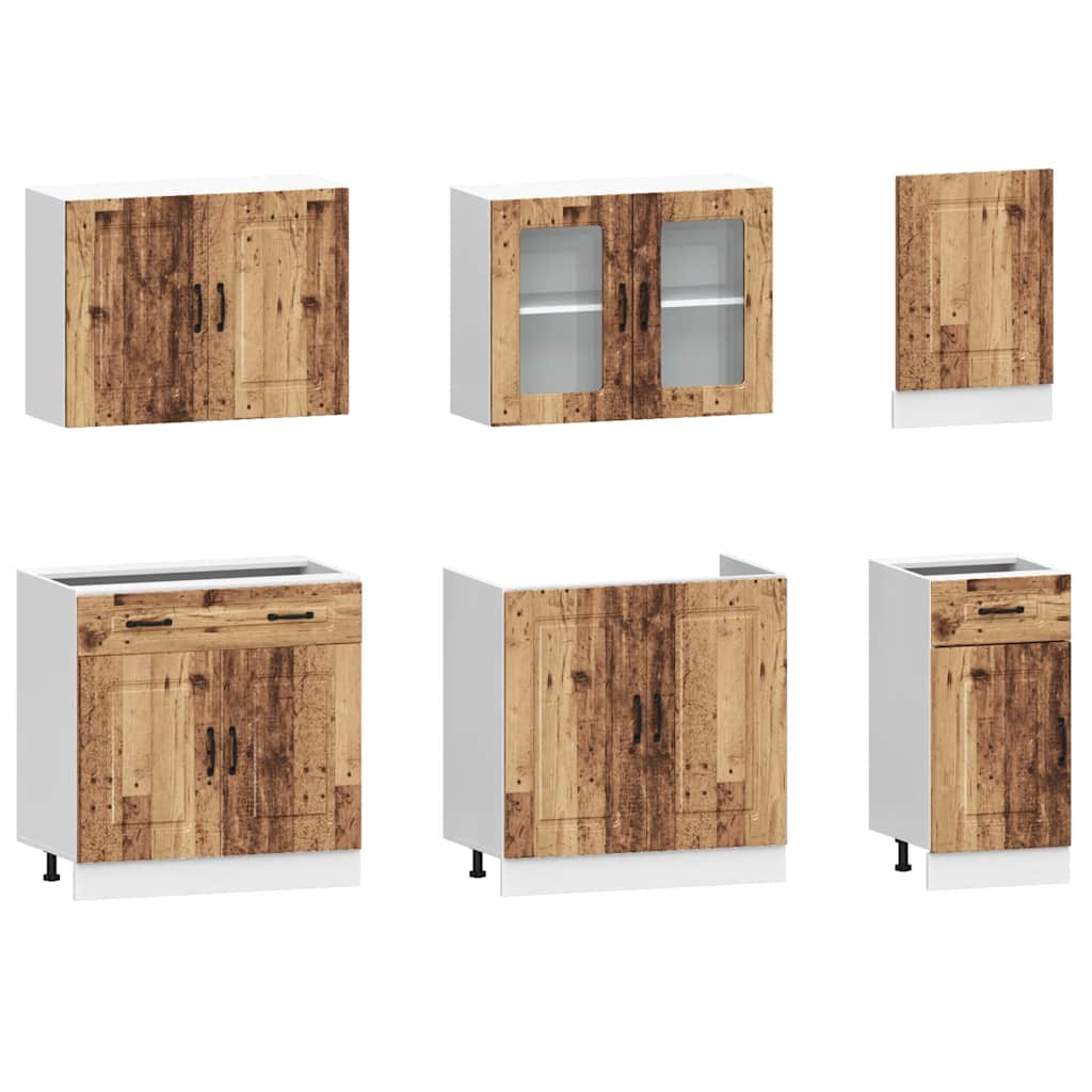 7-Delige Keukenkastenset Kalmar Bewerkt Hout Kleurig
