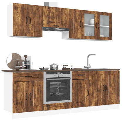 8-Delige Keukenkastenset Kalmar Bewerkt Hout Kleurig