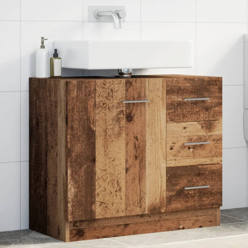 Wastafelkast 63X30X54 Cm Bewerkt Hout Kleurig