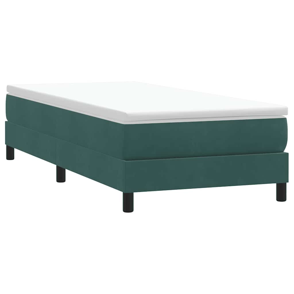 Bed Boxspring Zonder Matras Fluweel Donkergroen