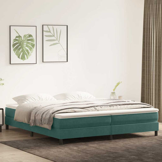 Bed Boxspring Zonder Matras Fluweel Donkergroen
