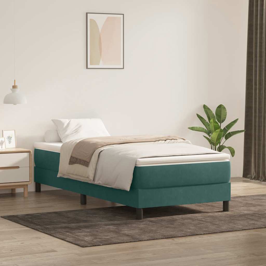 Bed Boxspring Zonder Matras Fluweel Donkergroen