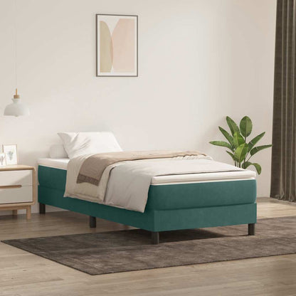 Bed Boxspring Zonder Matras Fluweel Donkergroen