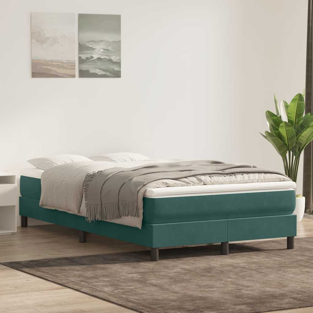 Bed Boxspring Zonder Matras Fluweel Donkergroen