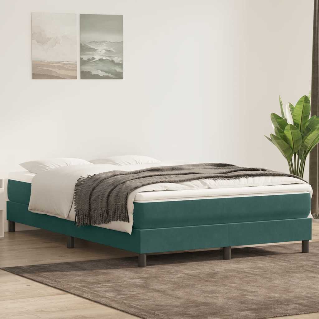 Bed Boxspring Zonder Matras Fluweel Donkergroen