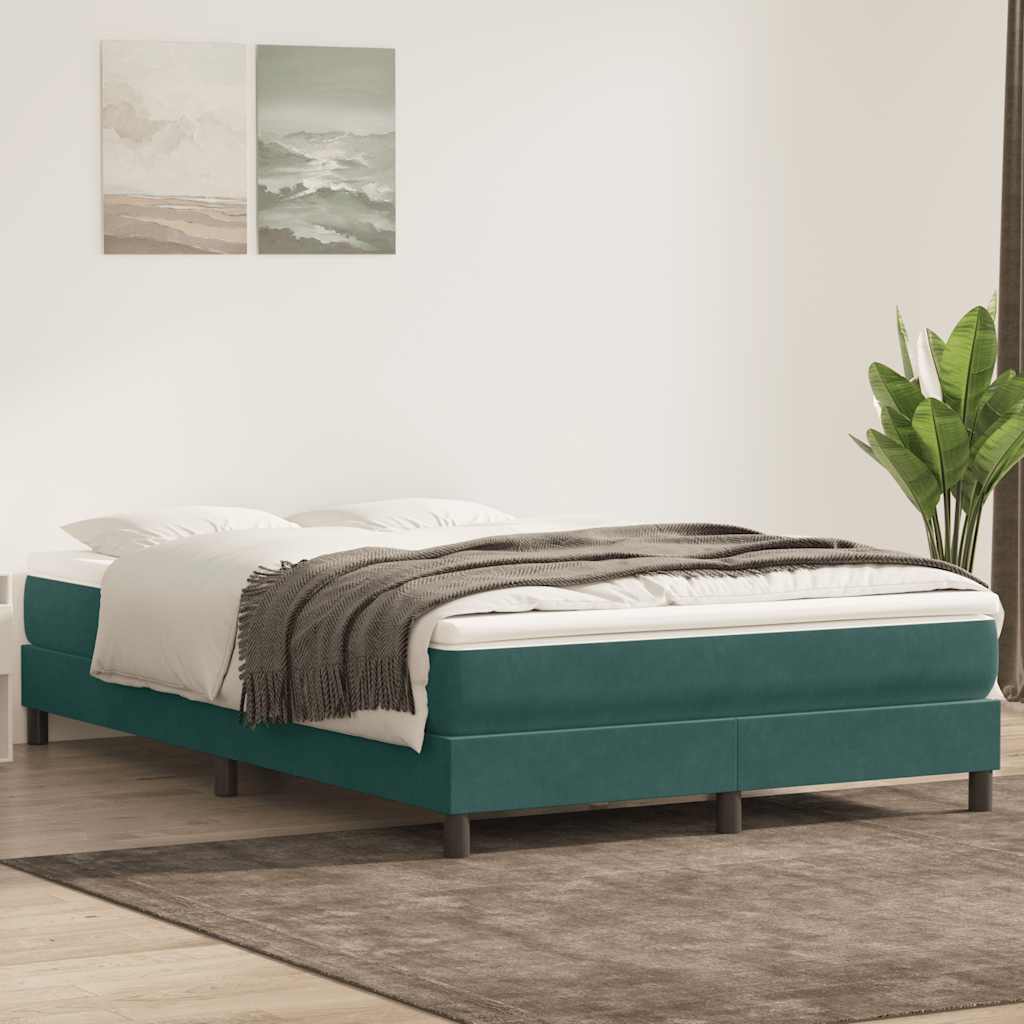 Bed Boxspring Zonder Matras Fluweel Donkergroen