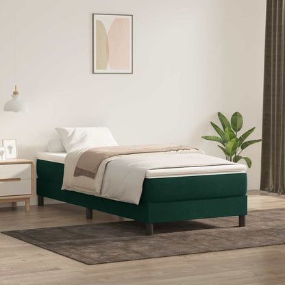 Bed Boxspring Zonder Matras Fluweel Donkergroen