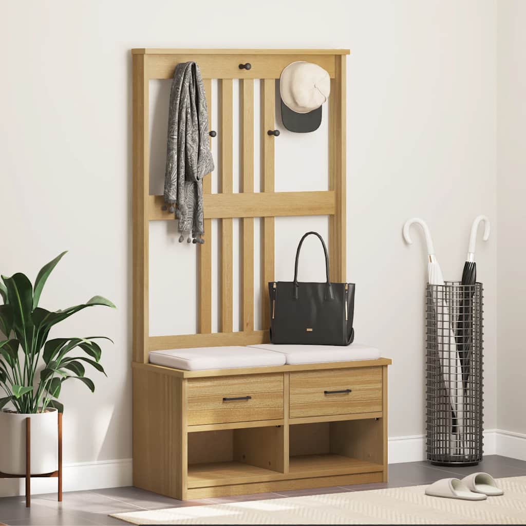 Kapstok Sandnes 45X40X159,5 Cm Massief Grenenhout