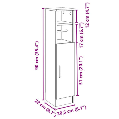Badkamerkast Met Rolhouder 20,5X22X90 Cm Kleurig