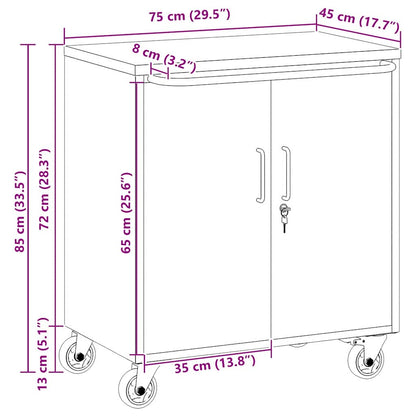 Werkbank Met Plank Met Wiel En Grijs 75 X 45 X 85 Cm