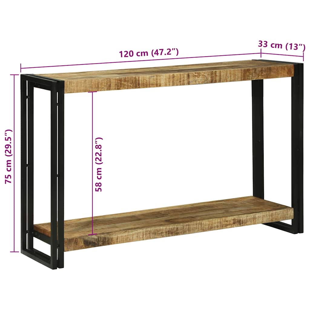 Wandtafel Met Plank Bruin 120 X 33 X 75 Cm Massief Mango Hout