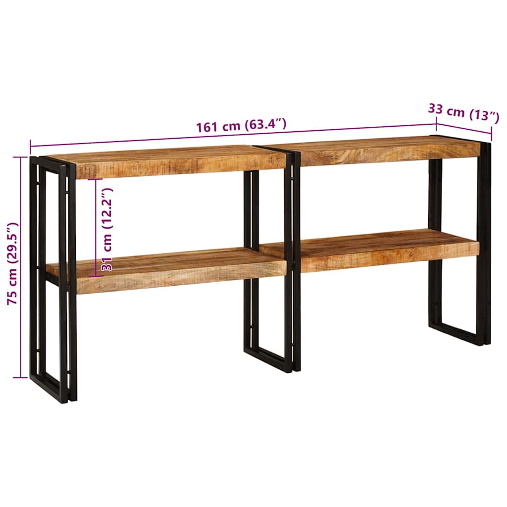 Wandtafel Met Plank Bruin 160 X 33 X 75 Cm Massief Mango Hout