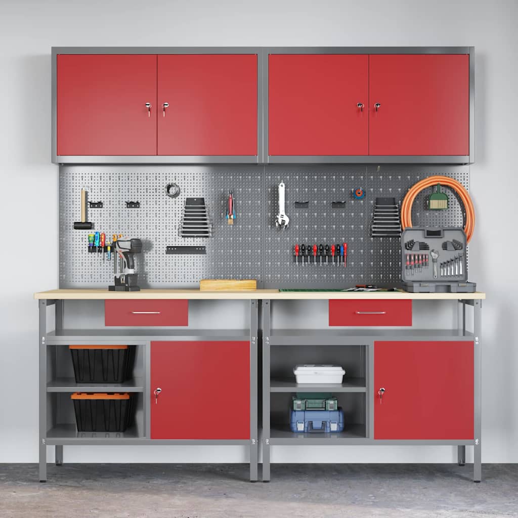 Werkbankset Met Lade 8 Pcs Gepoedercoat Staal
