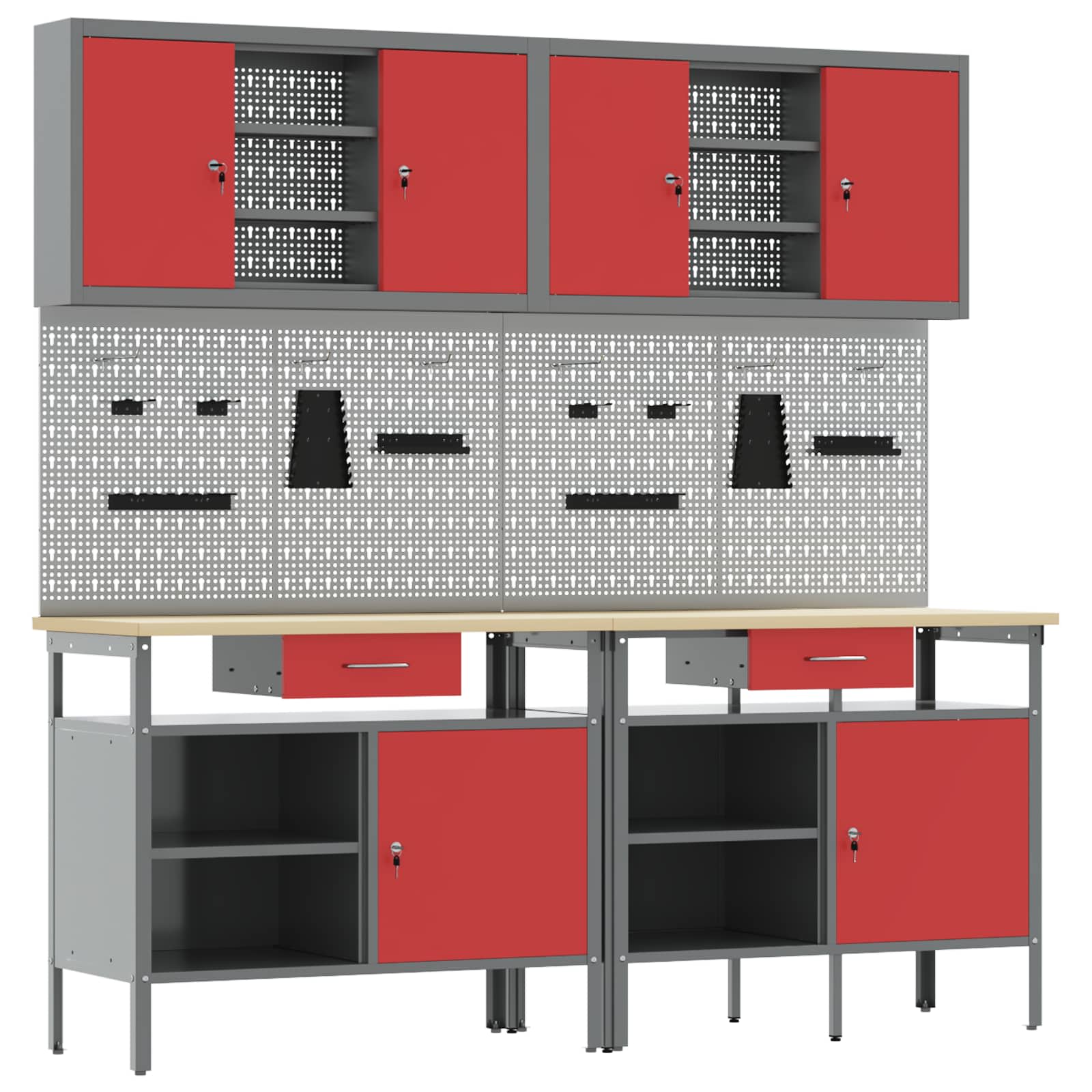 Werkbankset Met Lade 8 Pcs Gepoedercoat Staal