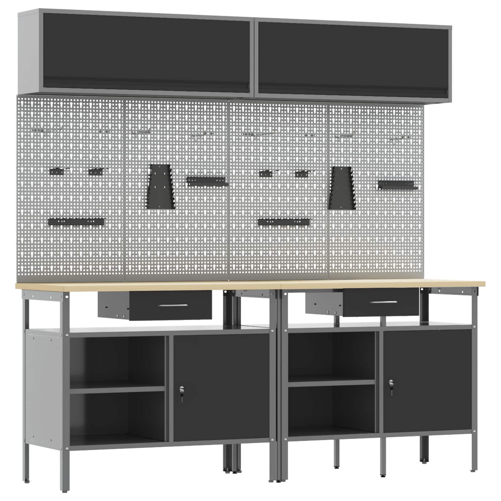 Werkbankset Met Lade 8 Pcs Gepoedercoat Staal