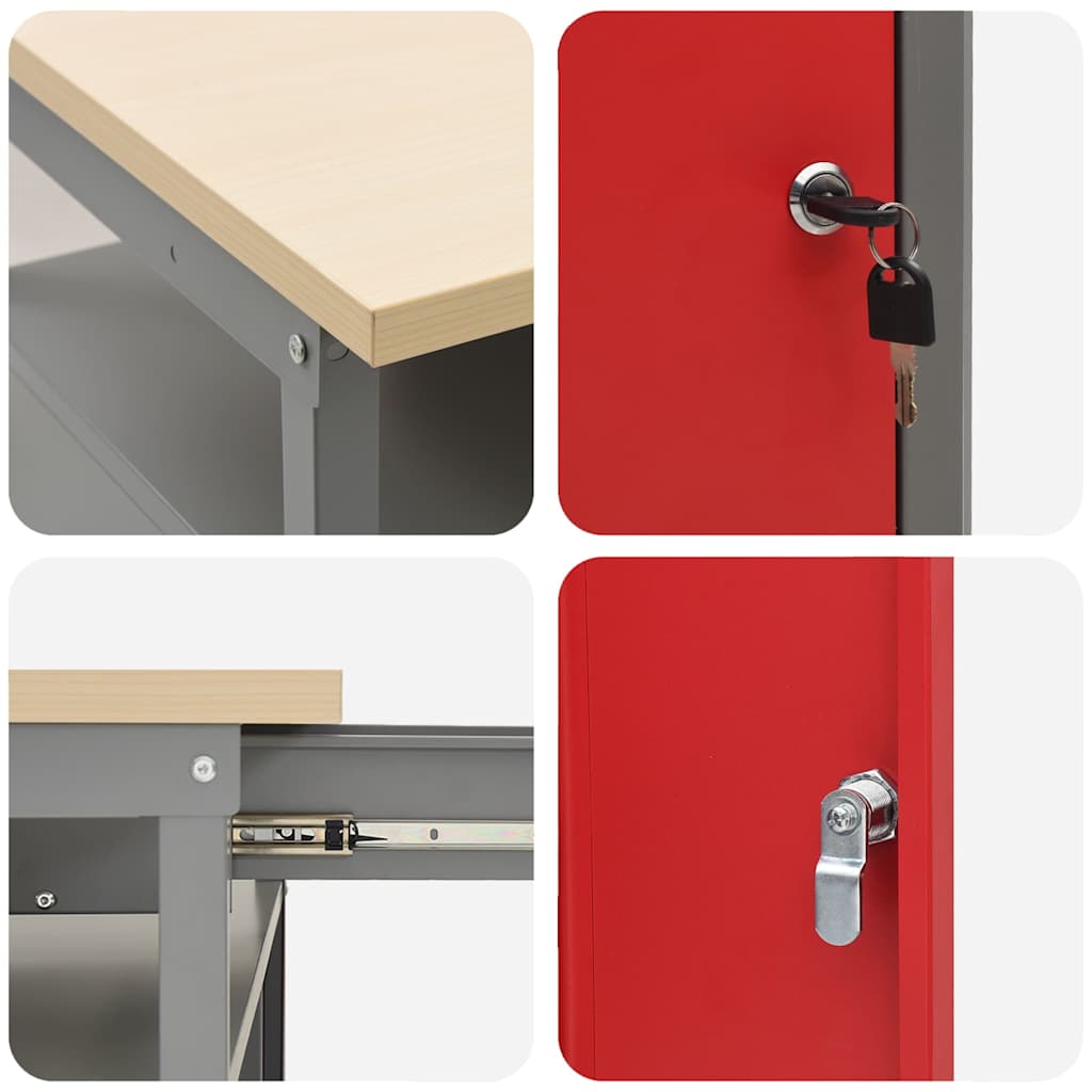 Werkbankset Met Lade 8 Pcs Gepoedercoat Staal