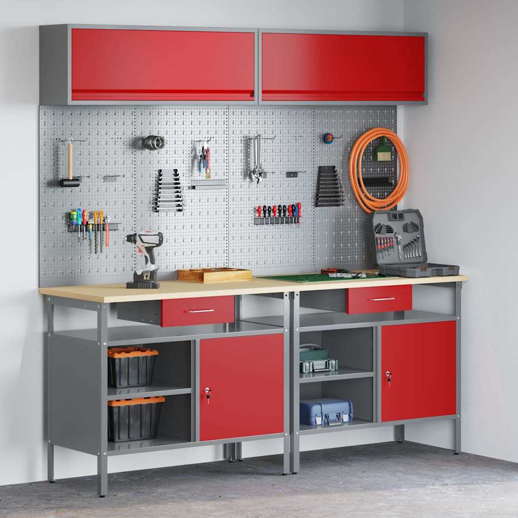 Werkbankset Met Lade 8 Pcs Gepoedercoat Staal