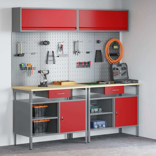 Werkbankset Met Lade 8 Pcs Gepoedercoat Staal