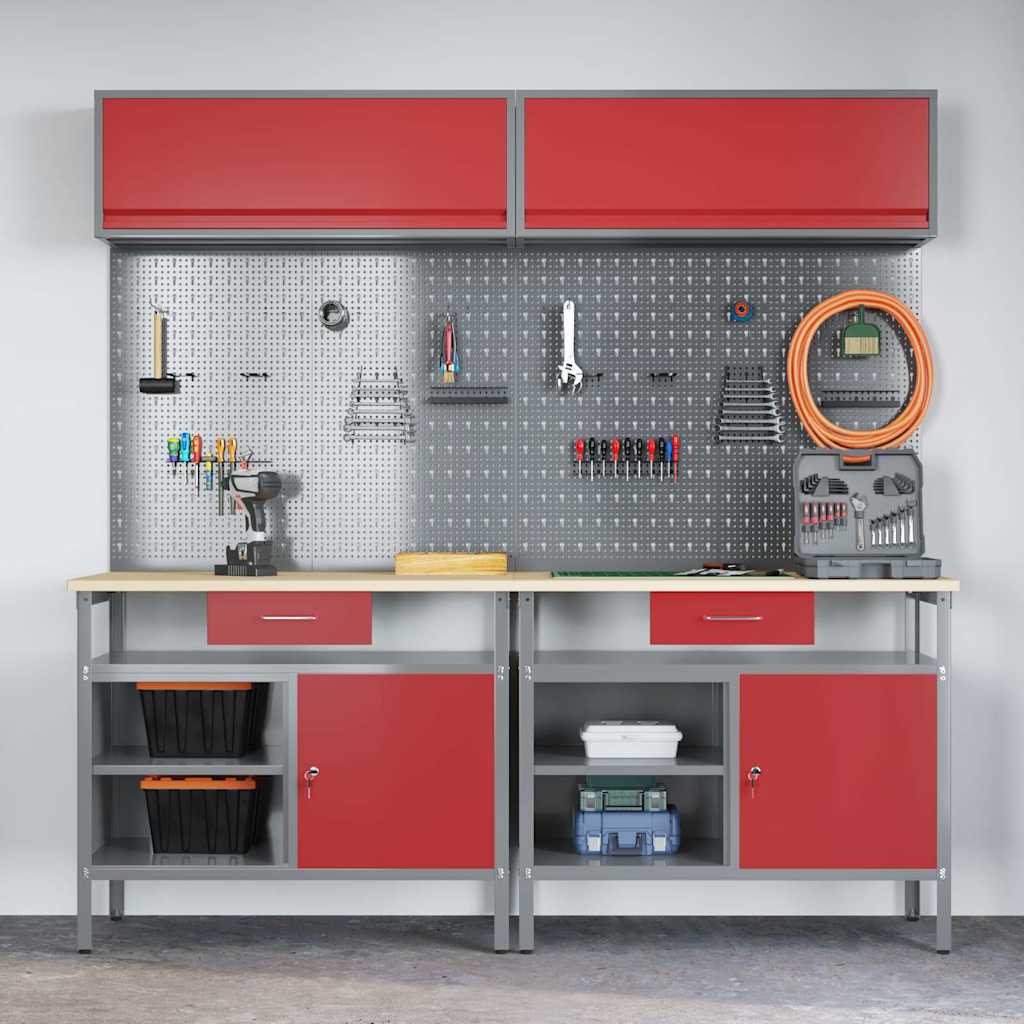 Werkbankset Met Lade 8 Pcs Gepoedercoat Staal