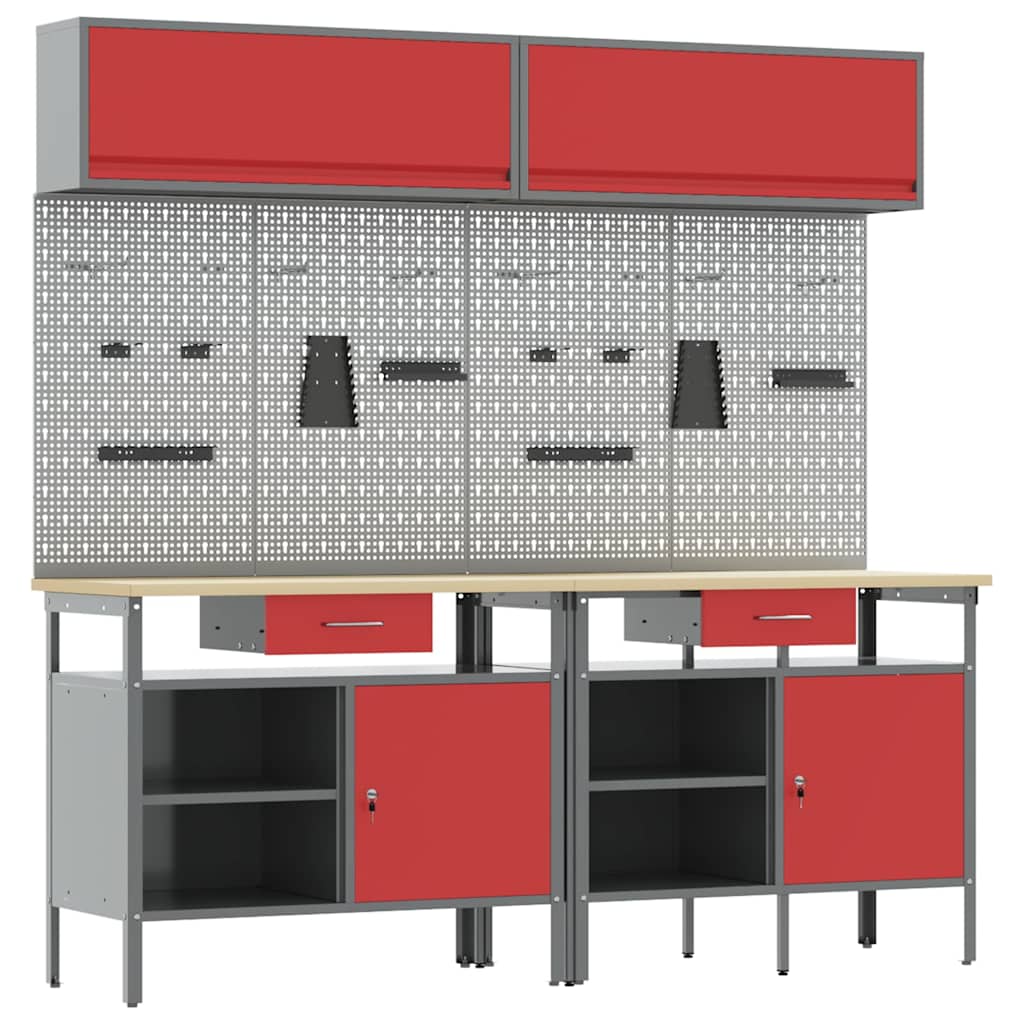 Werkbankset Met Lade 8 Pcs Gepoedercoat Staal