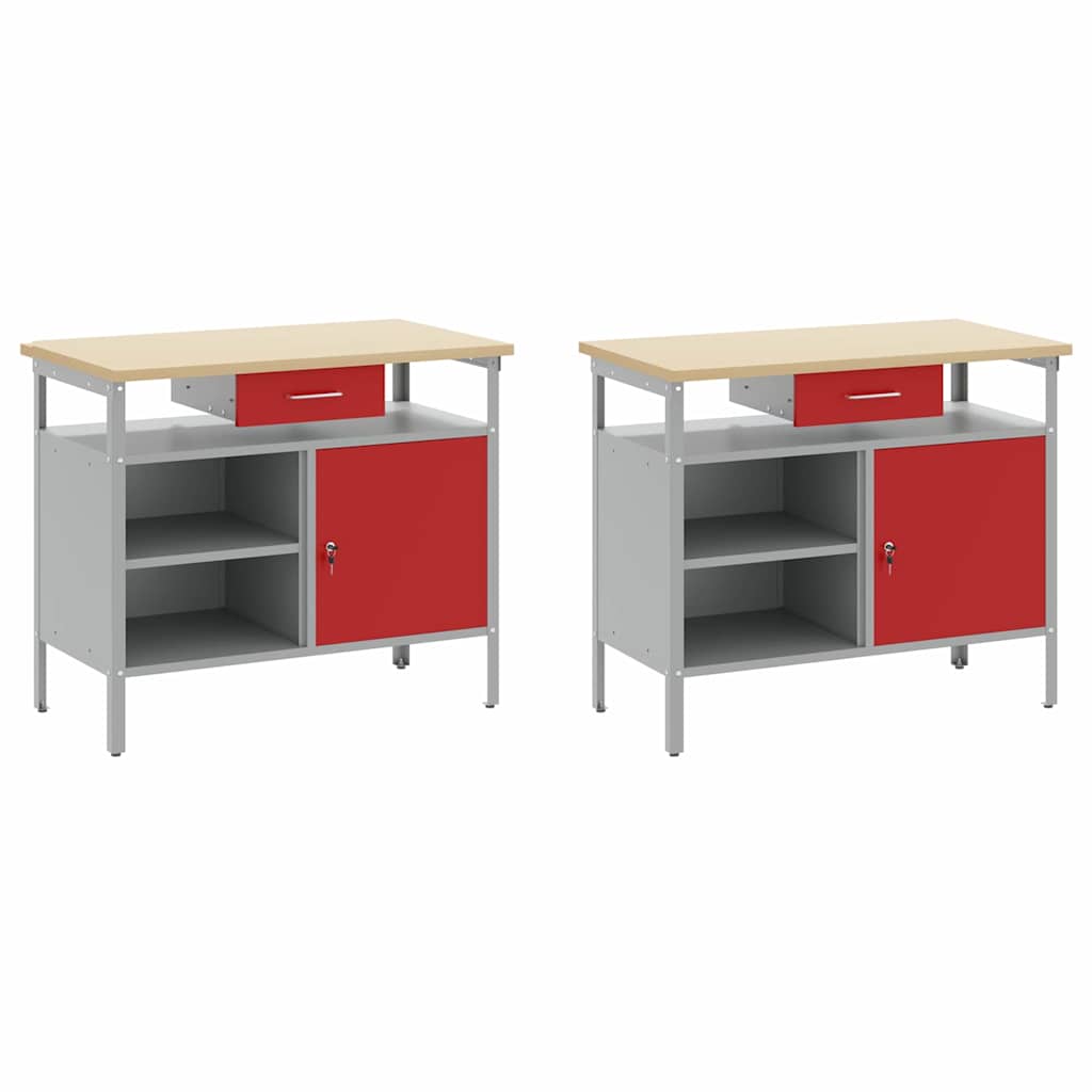Werkbankset Met Lade 8 Pcs Gepoedercoat Staal