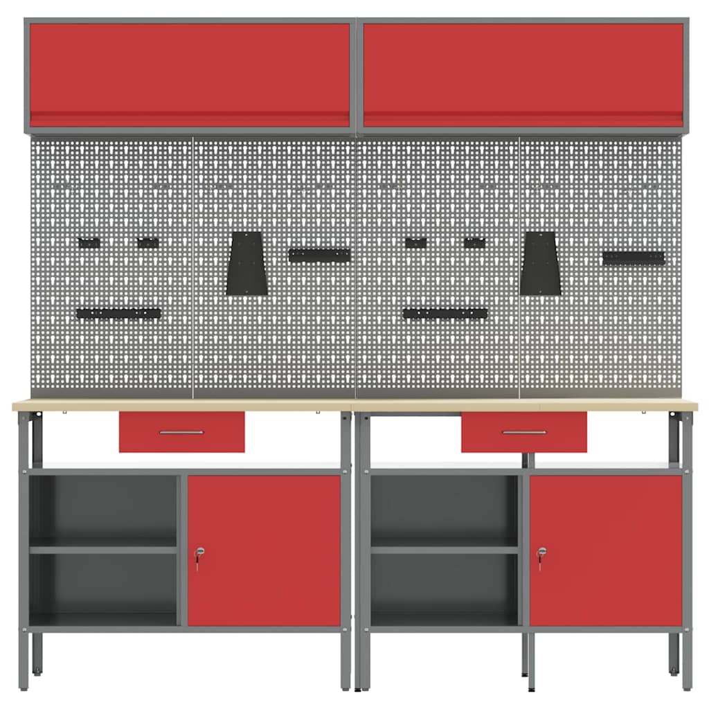 Werkbankset Met Lade 8 Pcs Gepoedercoat Staal