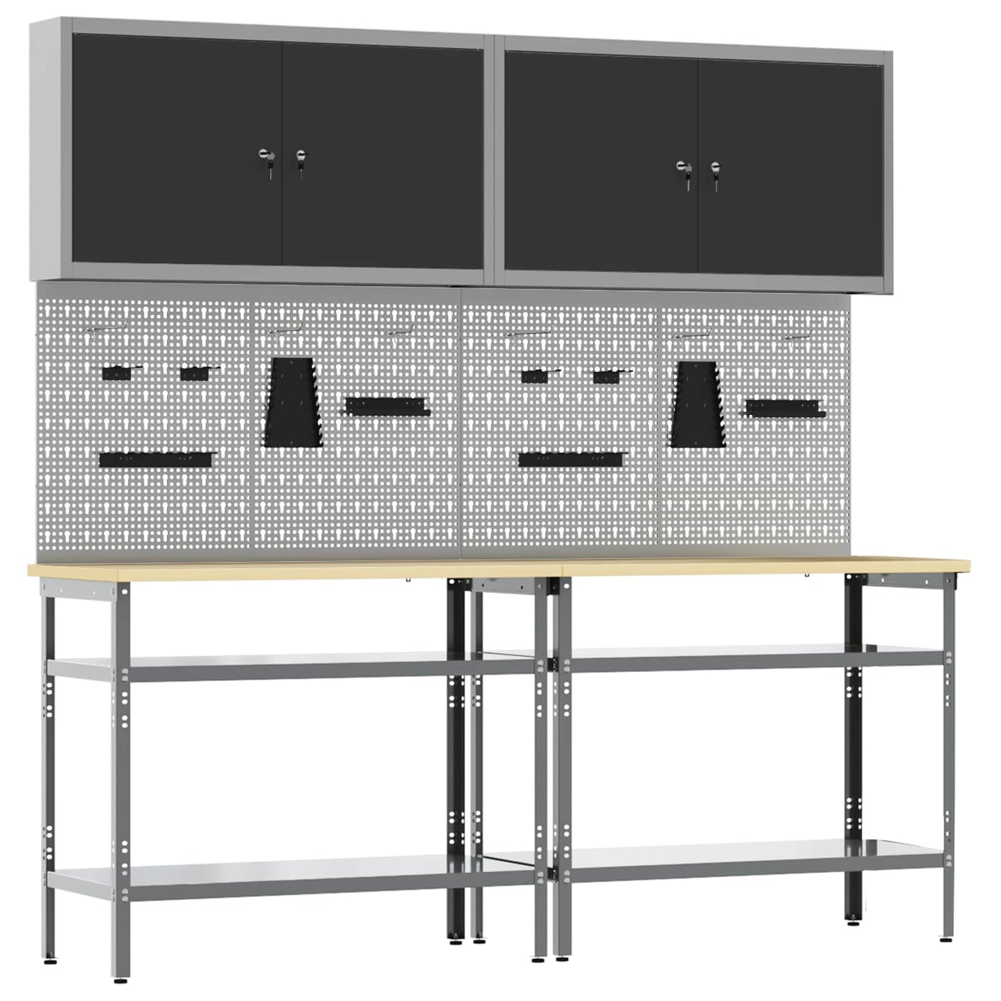 Werkbankset Met Lade 8 Pcs Gepoedercoat Staal