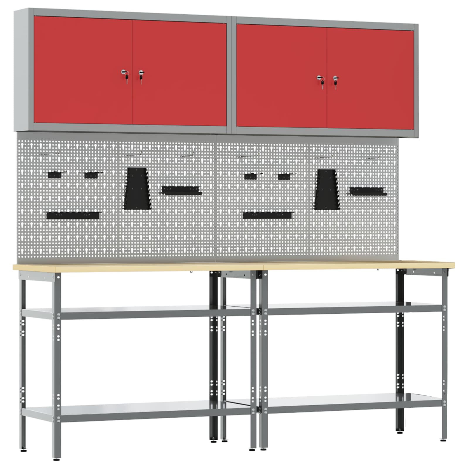 Werkbankset Met Lade 8 Pcs Gepoedercoat Staal