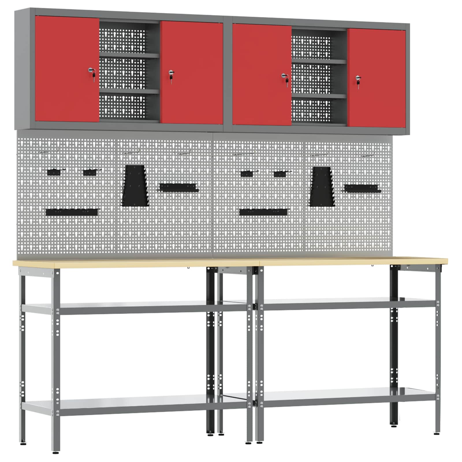 Werkbankset Met Lade 8 Pcs Gepoedercoat Staal