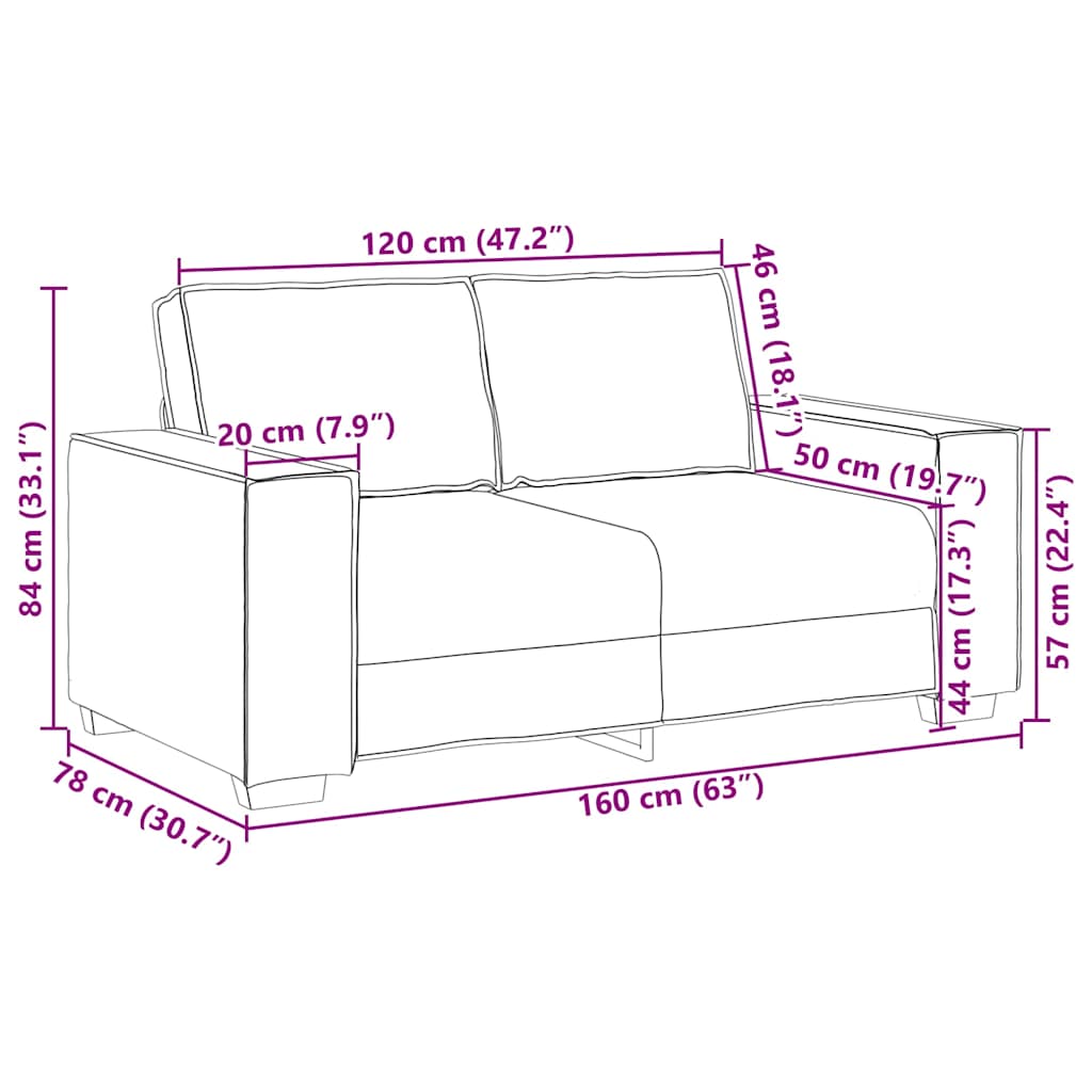 2-Zitsbank 160X78X84 Cm Stof