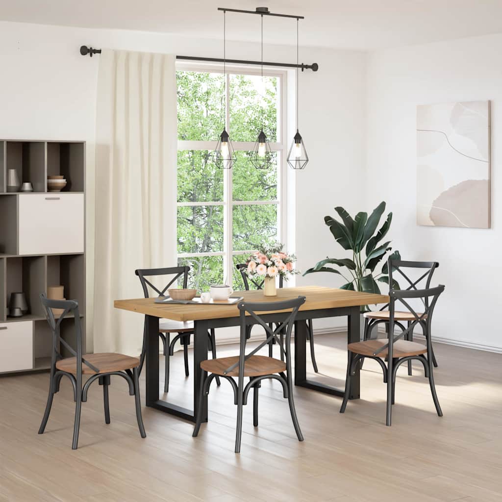 Eettafel Noain A-Vormige Poten 180X90X75 Cm Massief Hout Naturel