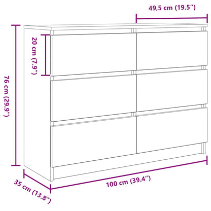 Dressoir 100X35X76 Cm Spaanplaat Ambachtelijk Eikenkleurig