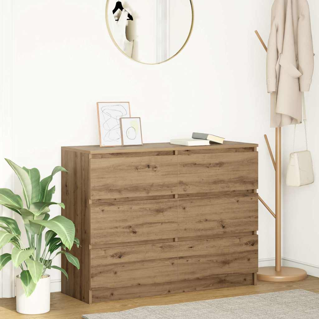 Dressoir 100X35X76 Cm Spaanplaat Ambachtelijk Eikenkleurig