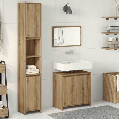 Badkamermeubelset Bewerkt Hout Artisanaal Eikenkleur