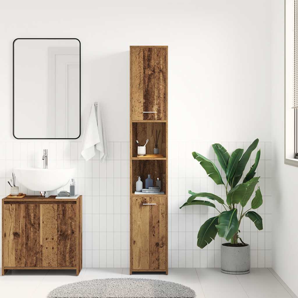 Badkamerkast 30X30X183,5 Cm Bewerkt Hout Kleurig Oud Hout