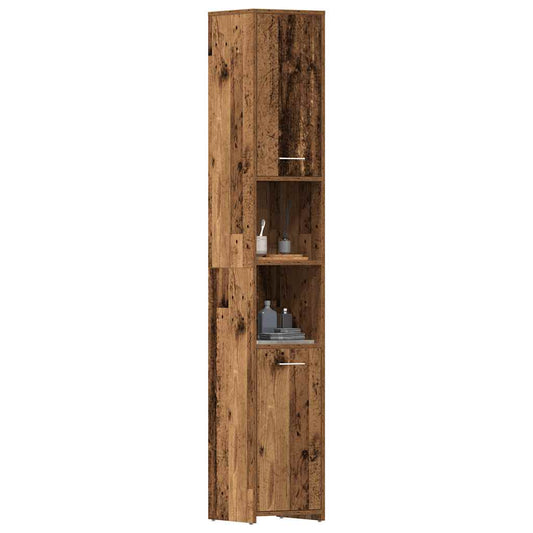 Badkamerkast 30X30X183,5 Cm Bewerkt Hout Kleurig Oud Hout